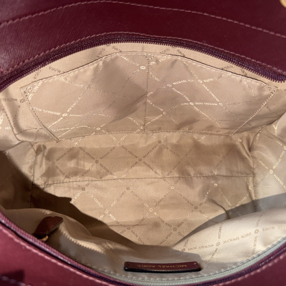 Michael Kors Jet Set Large Saffiano Burgundy Shoulder Bag - Picture 11 of 11